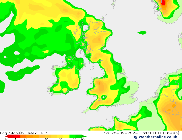 Fog Stability Index GFS sab 28.09.2024 18 UTC