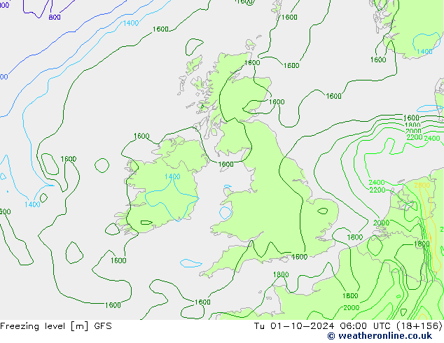 Freezing level GFS  01.10.2024 06 UTC