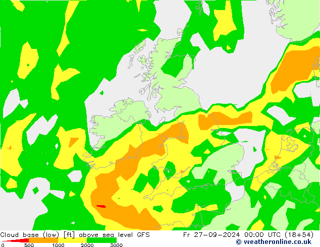 Cloud base (low) GFS Fr 27.09.2024 00 UTC