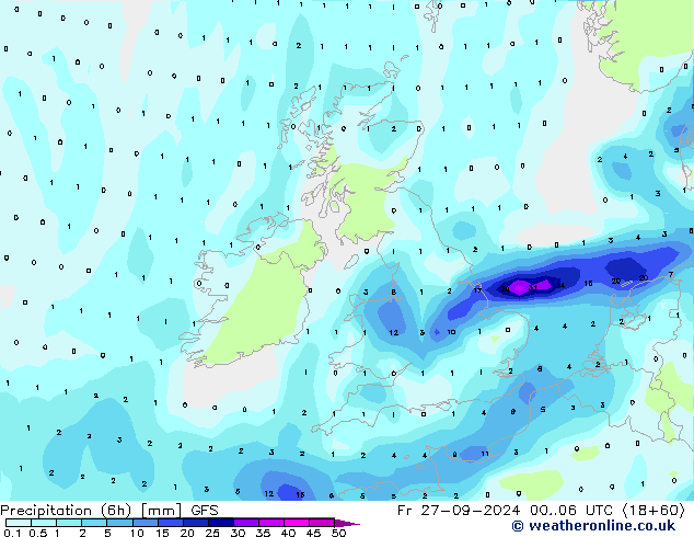 Z500/Yağmur (+YB)/Z850 GFS Cu 27.09.2024 06 UTC