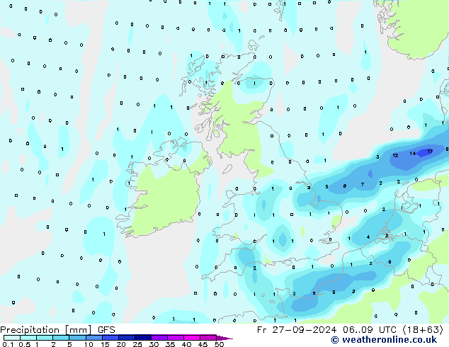 Precipitation GFS Fr 27.09.2024 09 UTC