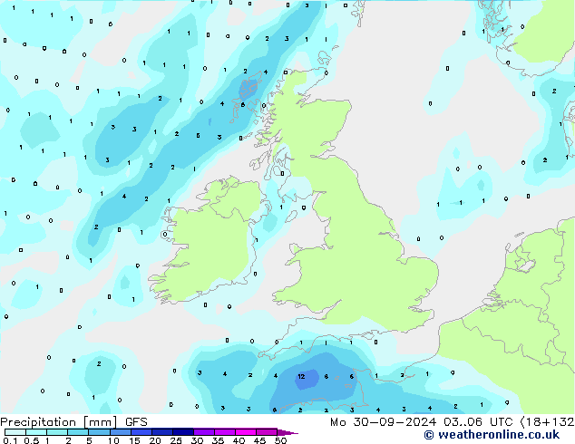 Precipitation GFS Mo 30.09.2024 06 UTC