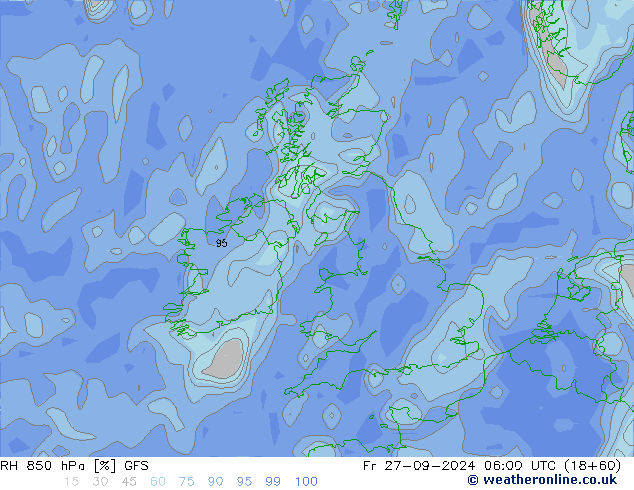 RH 850 hPa GFS Fr 27.09.2024 06 UTC