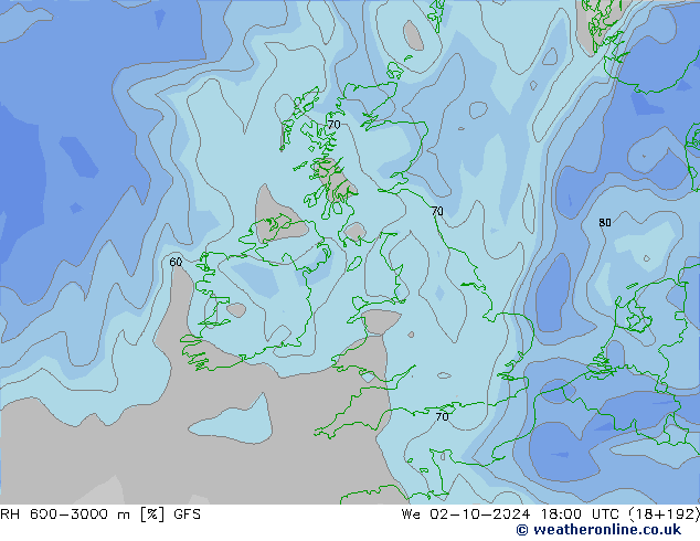 RH 600-3000 m GFS ср 02.10.2024 18 UTC