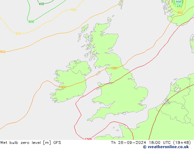 Theta-W Isotherme 0° GFS jeu 26.09.2024 18 UTC