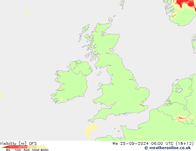 Dohlednost GFS St 25.09.2024 06 UTC