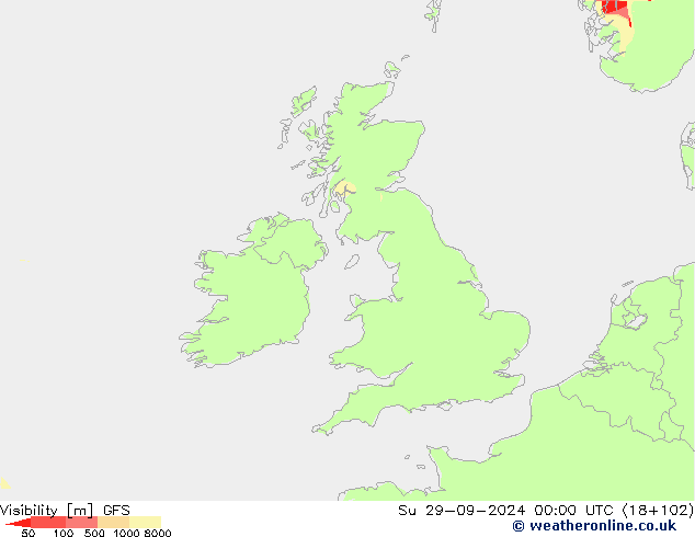 Visibility GFS Su 29.09.2024 00 UTC