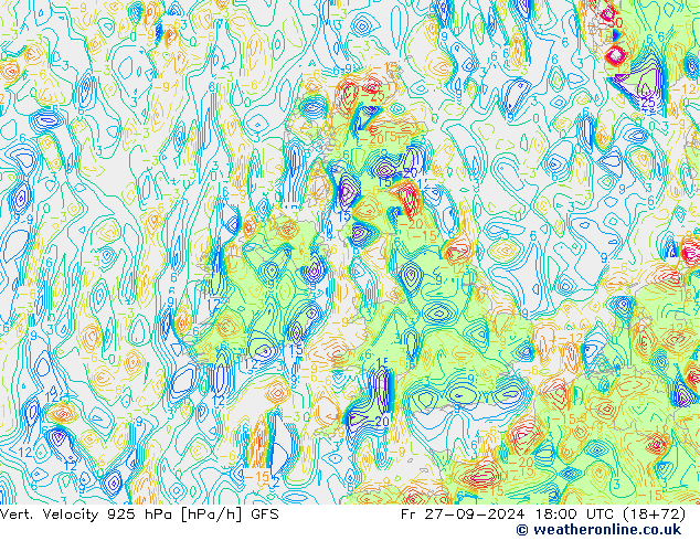 Vert. Velocity 925 гПа GFS пт 27.09.2024 18 UTC