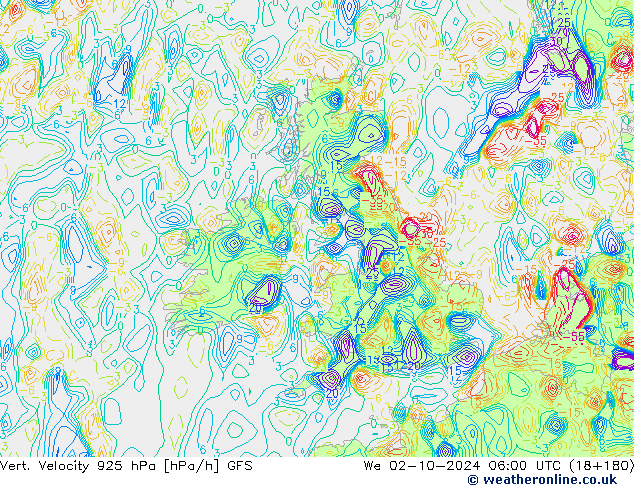 Vert. Velocity 925 hPa GFS We 02.10.2024 06 UTC