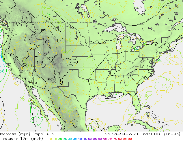 Isotachs (mph) GFS Sa 28.09.2024 18 UTC