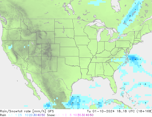 Regen/Schneefallrate GFS Di 01.10.2024 18 UTC