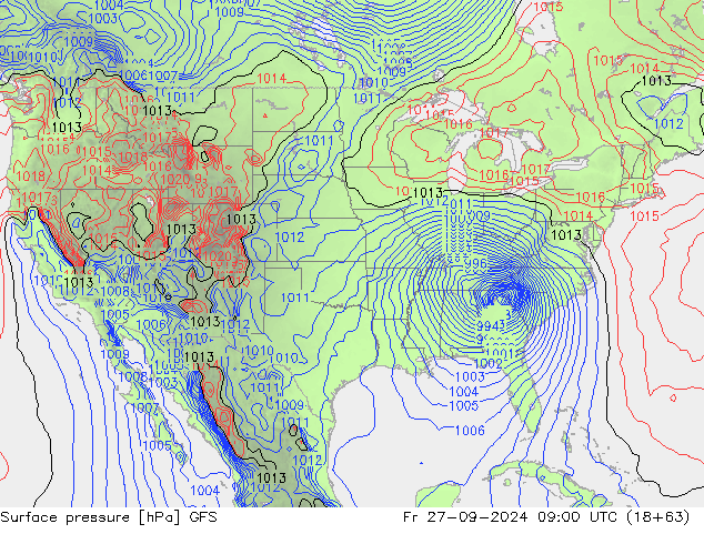 Surface pressure GFS Fr 27.09.2024 09 UTC