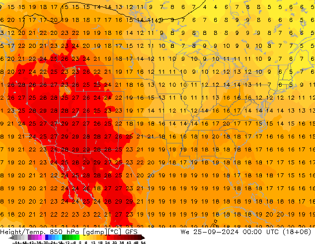 Z500/Rain (+SLP)/Z850 GFS We 25.09.2024 00 UTC