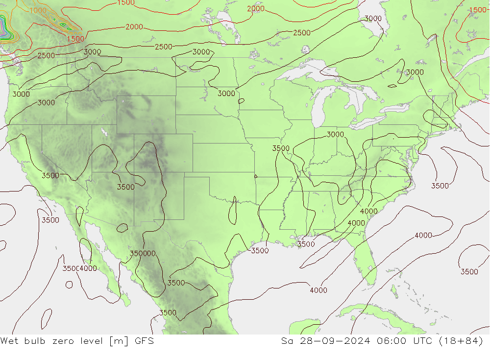 Wet bulb zero level GFS so. 28.09.2024 06 UTC