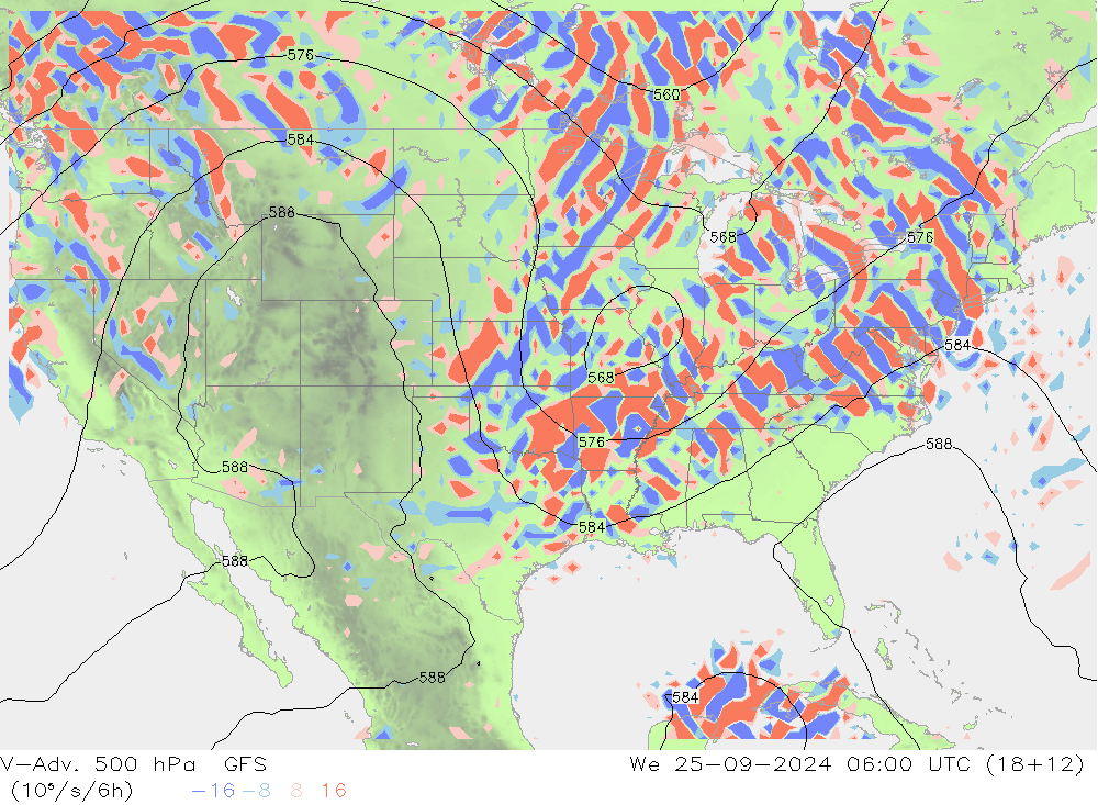 V-Adv. 500 hPa GFS mer 25.09.2024 06 UTC