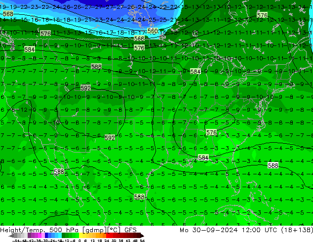 Z500/Rain (+SLP)/Z850 GFS lun 30.09.2024 12 UTC