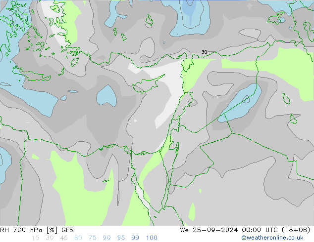 RH 700 hPa GFS  25.09.2024 00 UTC