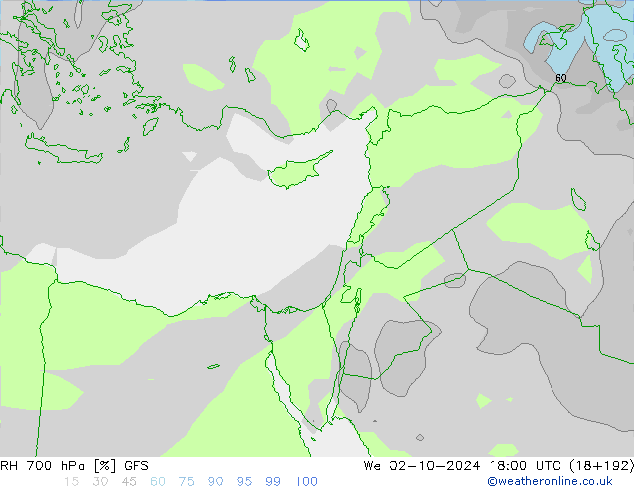 RH 700 hPa GFS  02.10.2024 18 UTC