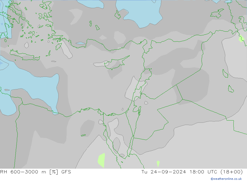 RH 600-3000 m GFS  24.09.2024 18 UTC