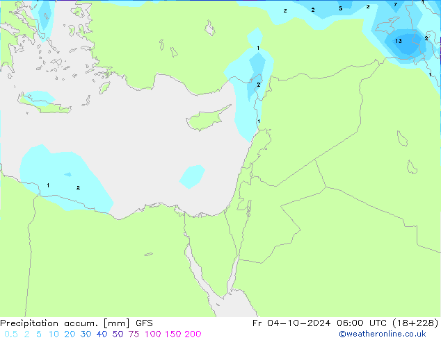 Toplam Yağış GFS Cu 04.10.2024 06 UTC