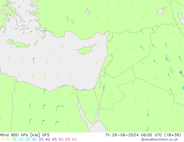 Wind 850 hPa GFS Th 26.09.2024 06 UTC