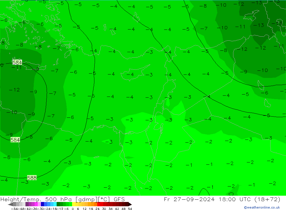 Z500/Rain (+SLP)/Z850 GFS Pá 27.09.2024 18 UTC