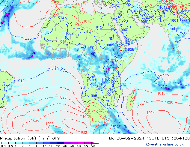 Z500/Yağmur (+YB)/Z850 GFS Pzt 30.09.2024 18 UTC