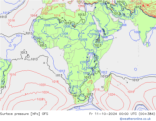 Surface pressure GFS Fr 11.10.2024 00 UTC