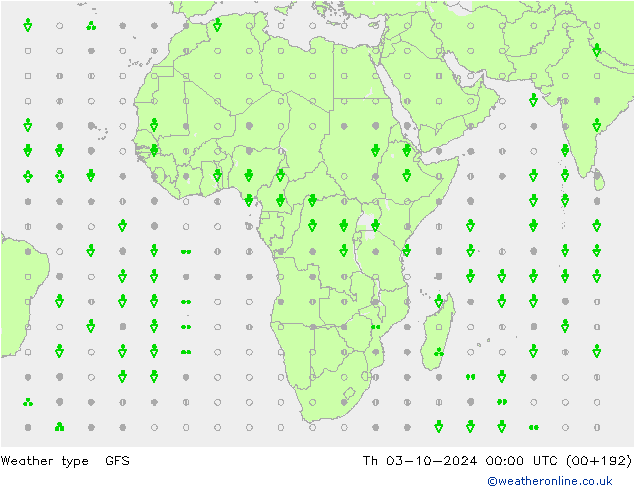 tipo de precipitação GFS Qui 03.10.2024 00 UTC