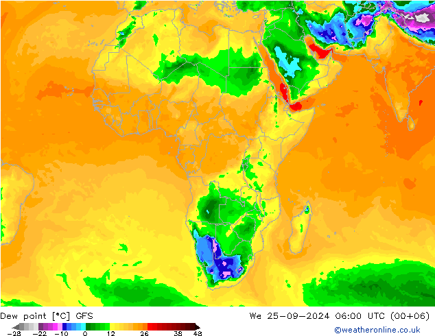 Rosný bod GFS St 25.09.2024 06 UTC