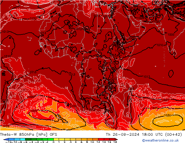 Theta-W 850hPa GFS gio 26.09.2024 18 UTC