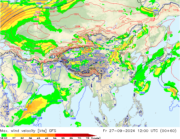 Max. wind velocity GFS Fr 27.09.2024 12 UTC