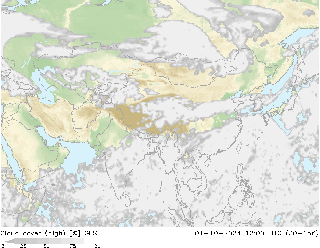 Wolken (hohe) GFS Di 01.10.2024 12 UTC