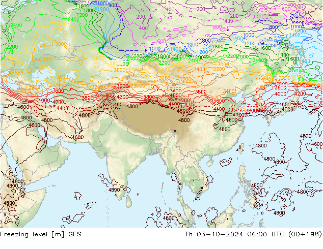 Freezing level GFS  03.10.2024 06 UTC