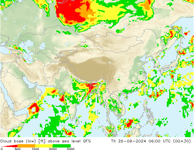 Cloud base (low) GFS Th 26.09.2024 06 UTC