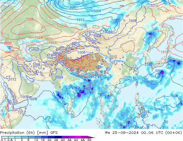 Z500/Regen(+SLP)/Z850 GFS wo 25.09.2024 06 UTC