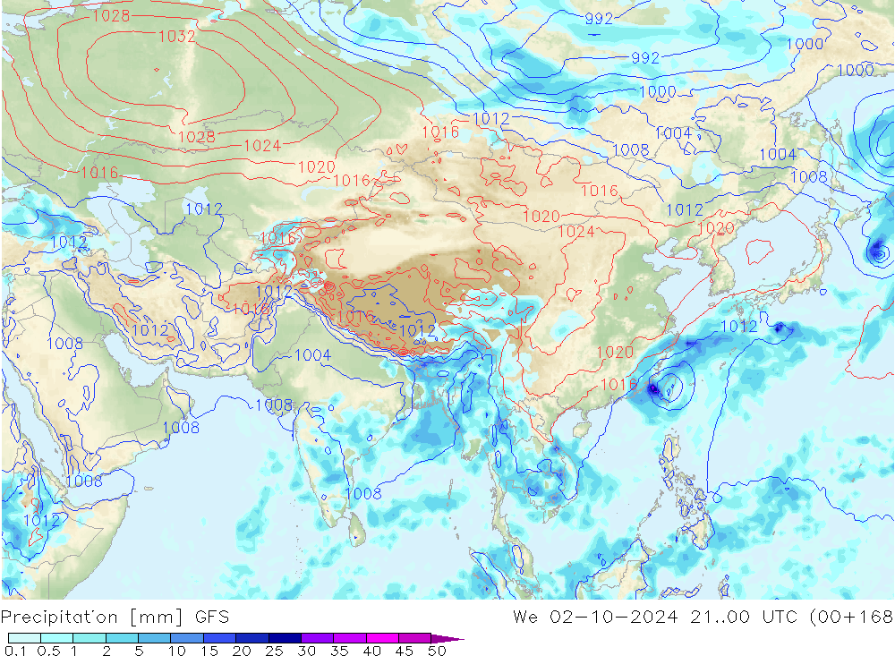 precipitação GFS Qua 02.10.2024 00 UTC