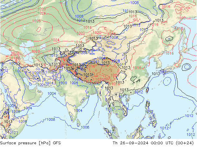 Pressione al suolo GFS gio 26.09.2024 00 UTC