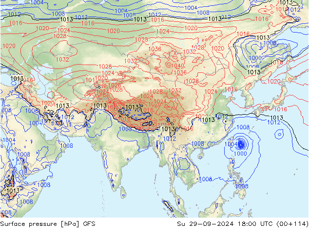 Yer basıncı GFS Paz 29.09.2024 18 UTC