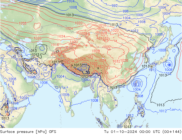 Luchtdruk (Grond) GFS di 01.10.2024 00 UTC