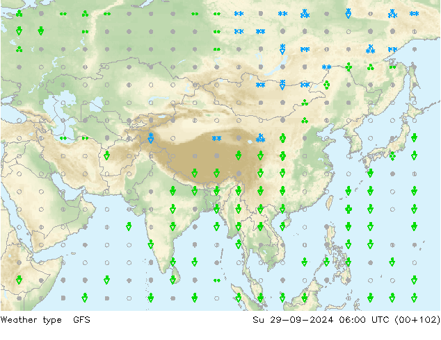 rodzaj opadu GFS nie. 29.09.2024 06 UTC