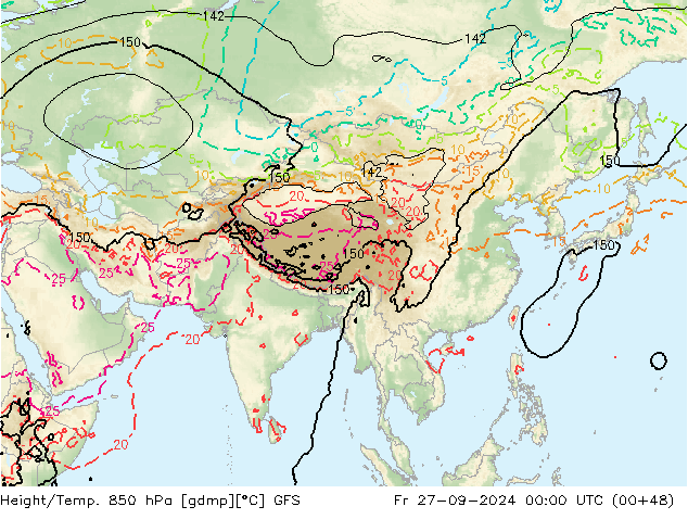 Height/Temp. 850 hPa GFS Fr 27.09.2024 00 UTC