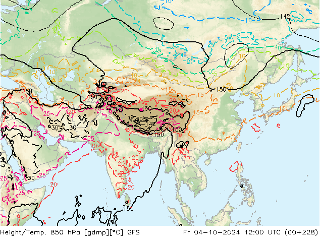 Z500/Yağmur (+YB)/Z850 GFS Cu 04.10.2024 12 UTC