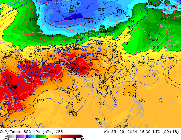 SLP/Temp. 850 hPa GFS September 2024