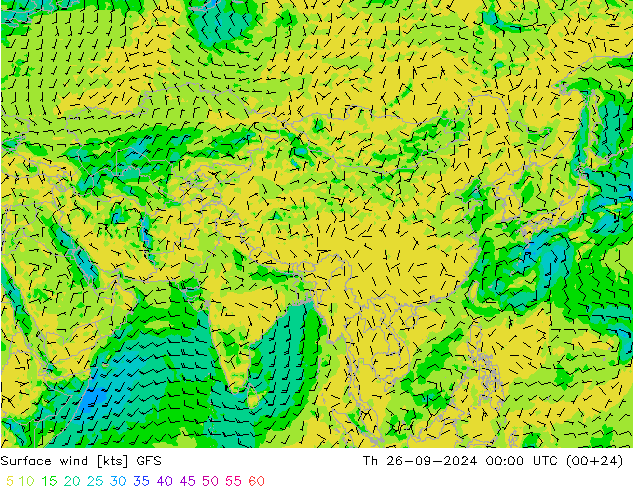 Vento 10 m GFS Qui 26.09.2024 00 UTC