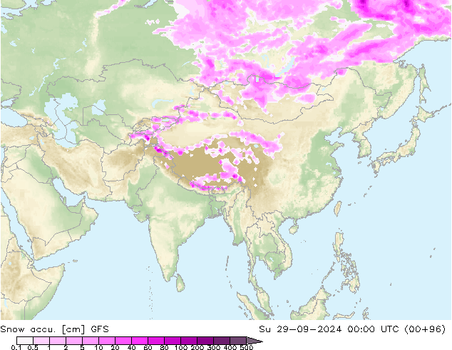 Snow accu. GFS Su 29.09.2024 00 UTC