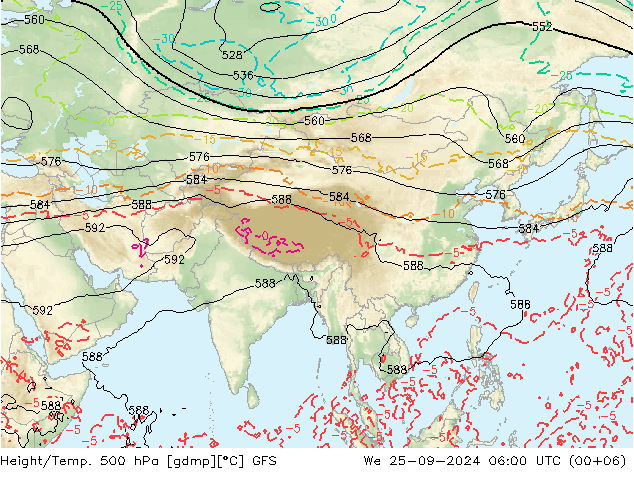 Height/Temp. 500 hPa GFS We 25.09.2024 06 UTC