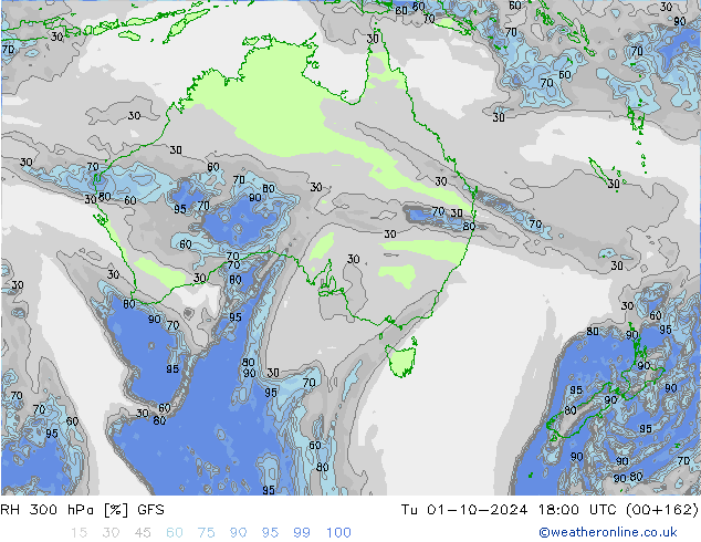 RH 300 hPa GFS October 2024