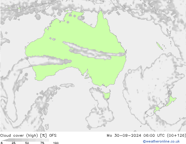 Bewolking (Hoog) GFS ma 30.09.2024 06 UTC