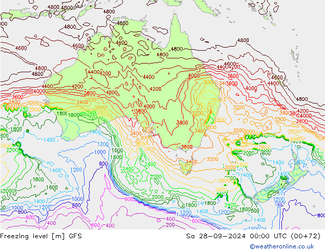 Freezing level GFS Sa 28.09.2024 00 UTC